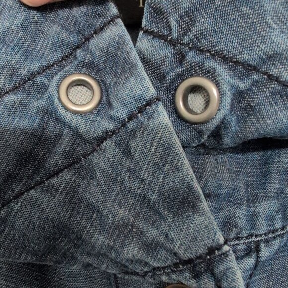 Talbots Chambray Utility Vest Womens Size XL Blue Chore Sleeveless Button Front - Picture 2 of 11